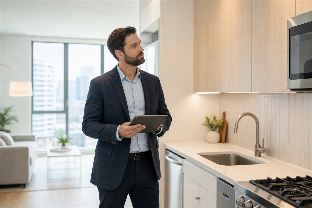 Property manager inspecting an apartment