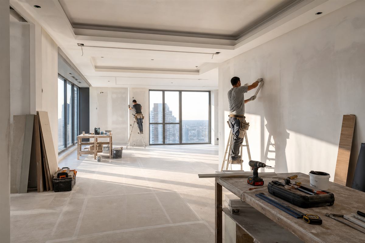 Renovation works in an apartment